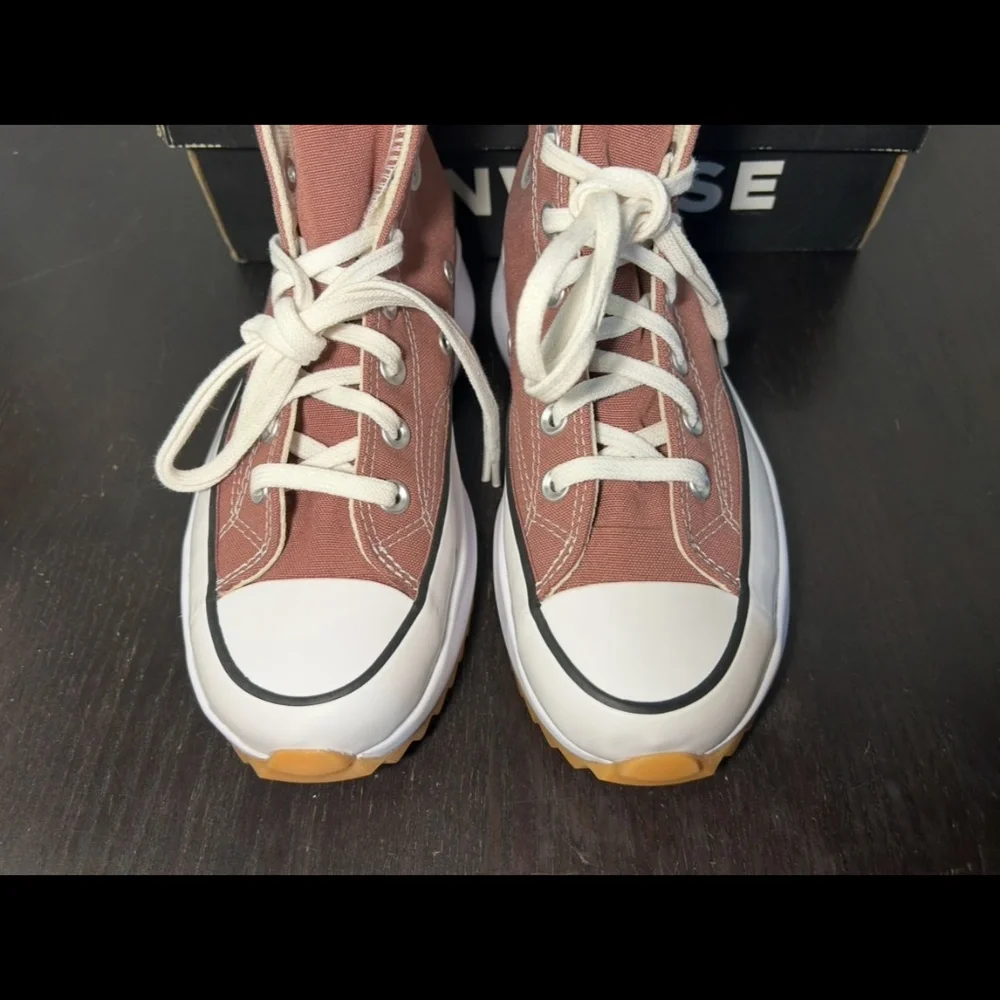 Converse Run Star Hike Hi Platform Shoes Sneakers Saddle/Black/White Womans 7